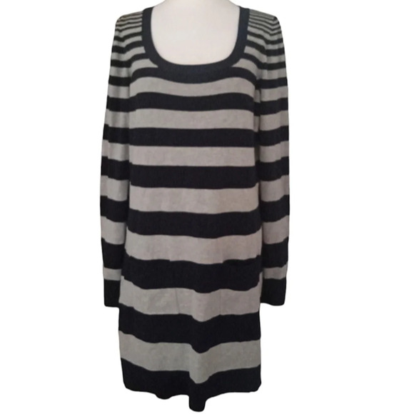 Long Tall Sally Striped Knit Sweater Dress W/ Pockets Cotton Blend Size Medium - Picture 1 of 9